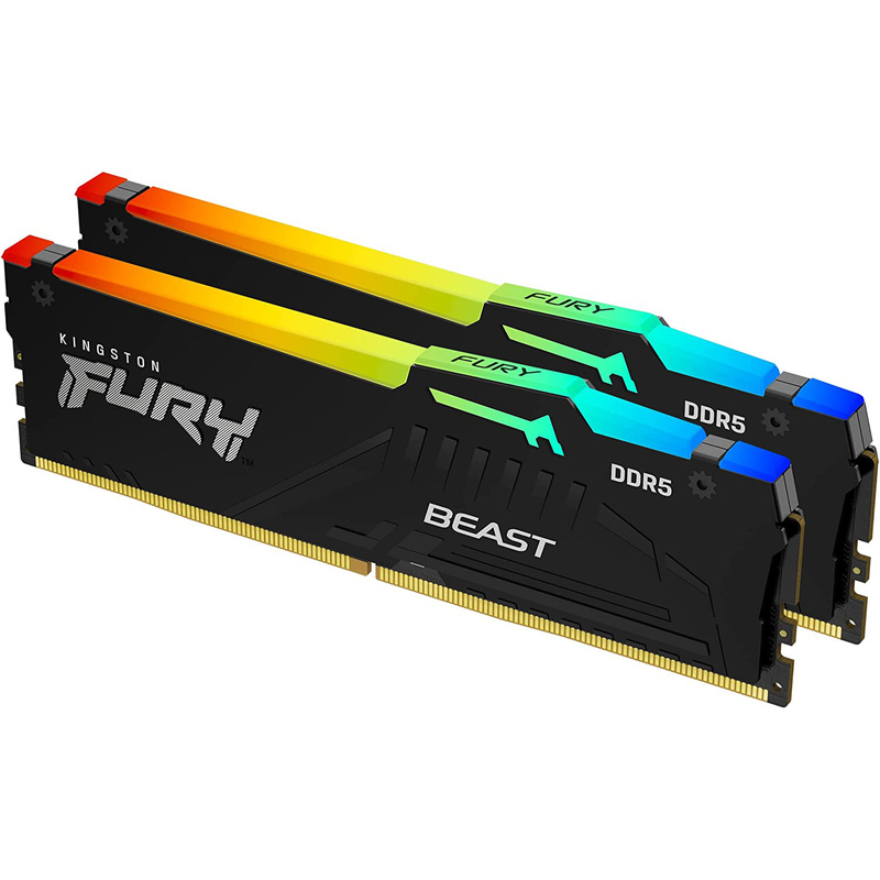 Оперативная память Kingston Fury Beast RGB Black 16GB (2x8) DIMM DDR5 5200Mhz