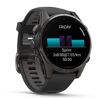 Смарт-часы Garmin Fenix 8 AMOLED 43mm Carbon Grey DLC Titanium с черно-серым силиконовым ремешком