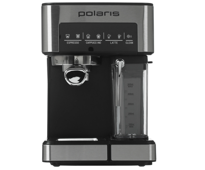 Кофеварка рожковая Polaris PCM 1541E серебристый