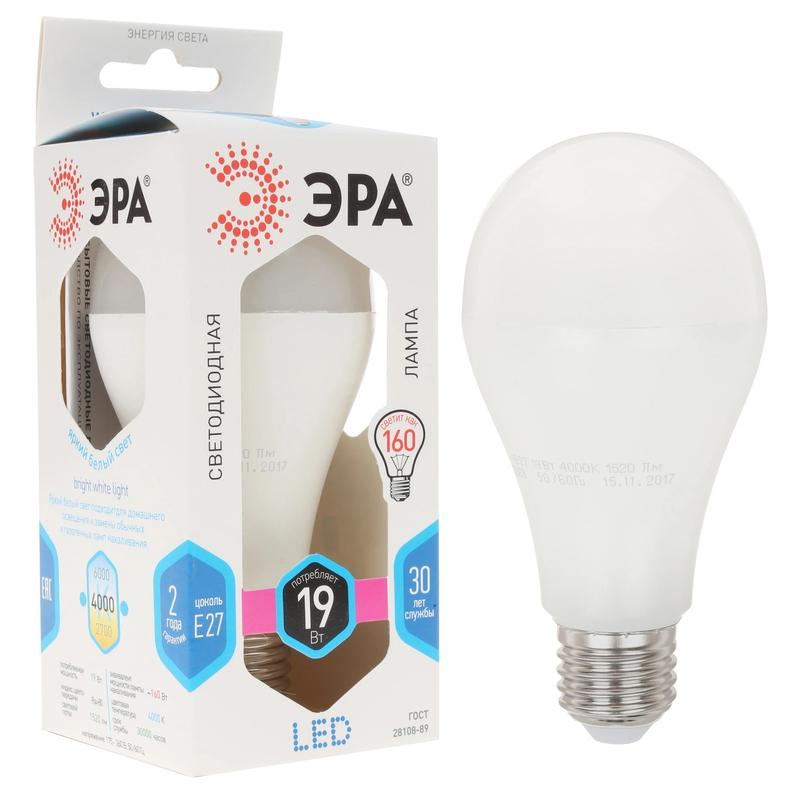 Светодиодная лампа Эра LED A65-19w-840-E27