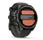 Смарт-часы Garmin Fenix 8 Pro 47mm Amoled Sapphire Carbon Gray DLC Titanium с черно-серым силиконовым ремешком