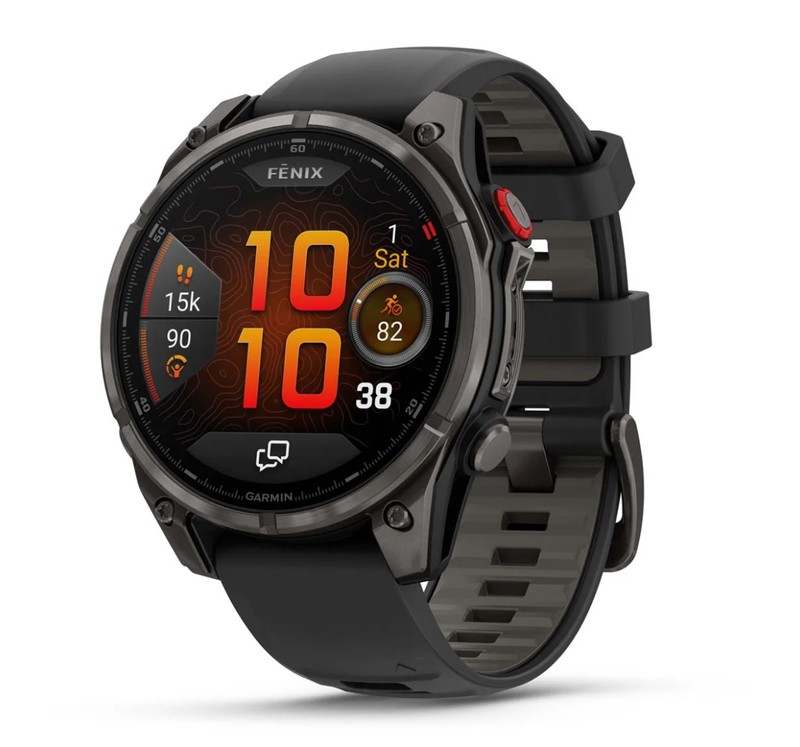 Смарт-часы Garmin Fenix 8 Pro 47mm Amoled Sapphire Carbon Gray DLC Titanium с черно-серым силиконовым ремешком