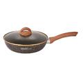 Сковорода Kukmara Granit Ultra Black Gold 24 см с антипригарным покрытием с ручкой + стеклянная крышка