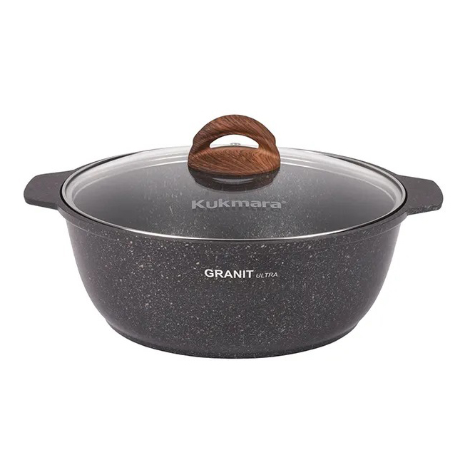 Кастрюля-жаровня Kukmara Granit Ultra Original 4 л с антипригарным покрытием + стеклянная крышка