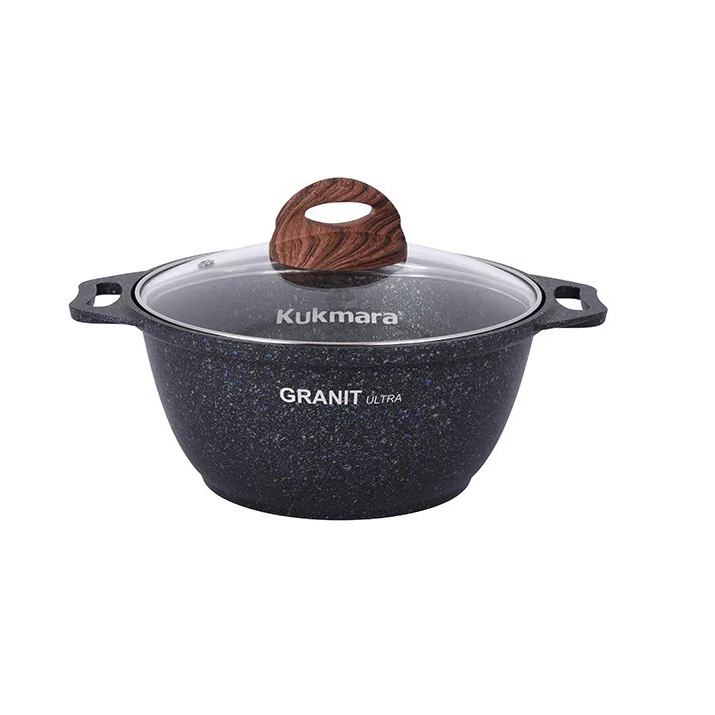 Кастрюля Kukmara Granit Ultra Blue 2 л с антипригарным покрытием + стеклянная крышка