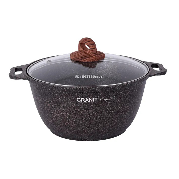 Кастрюля Kukmara Granit Ultra Original 3 л с антипригарным покрытием + стеклянная крышка