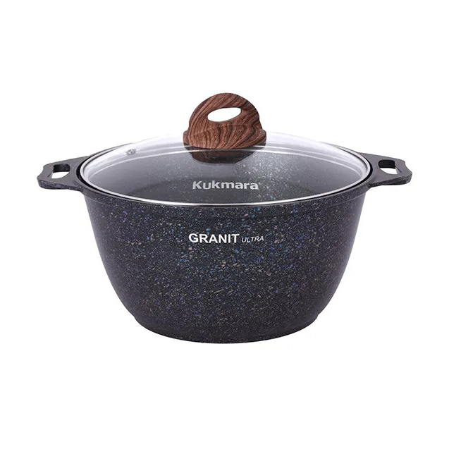 Кастрюля Kukmara Granit Ultra Blue 3 л с антипригарным покрытием + стеклянная крышка