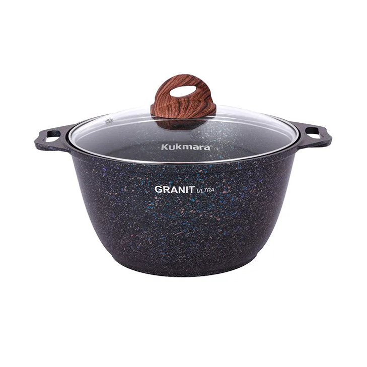 Кастрюля Kukmara Granit Ultra Blue 4 л с антипригарным покрытием + стеклянная крышка