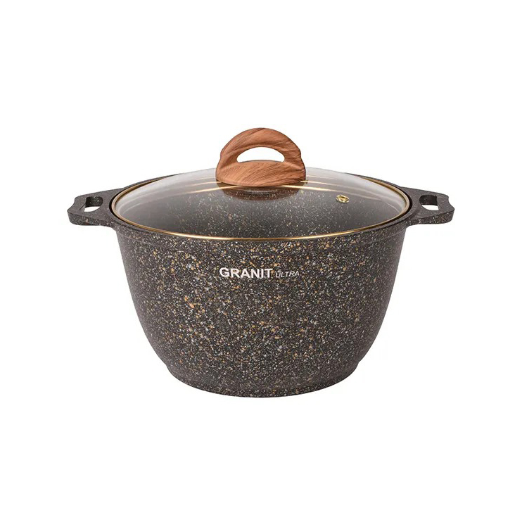 Кастрюля Kukmara Granit Ultra Black Gold 4 л с антипригарным покрытием + стеклянная крышка