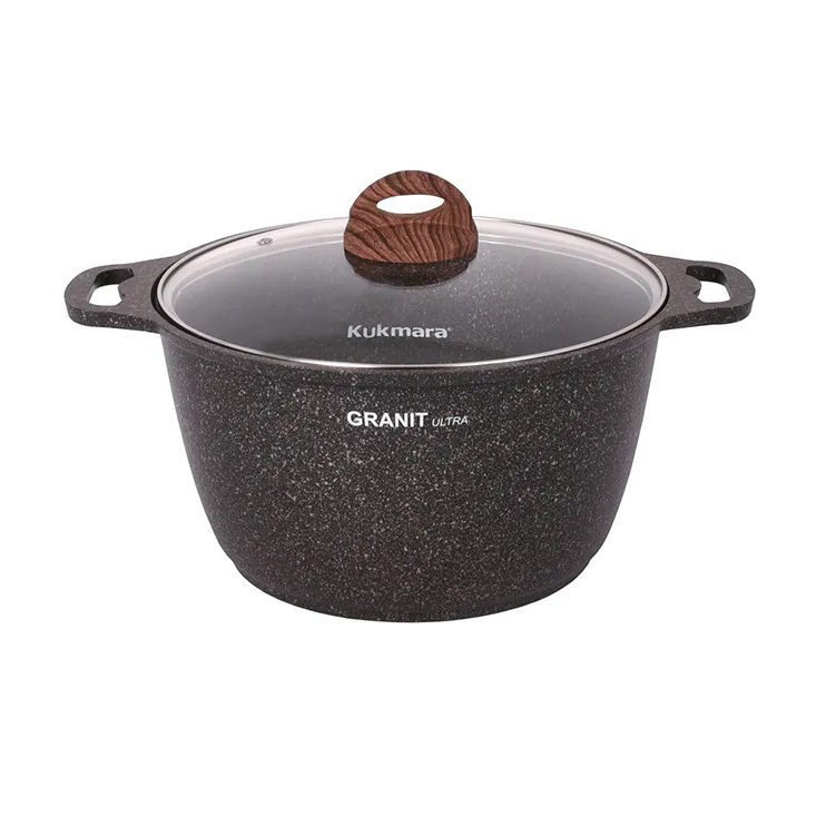 Кастрюля Kukmara Granit Ultra Original 6 л с антипригарным покрытием + стеклянная крышка