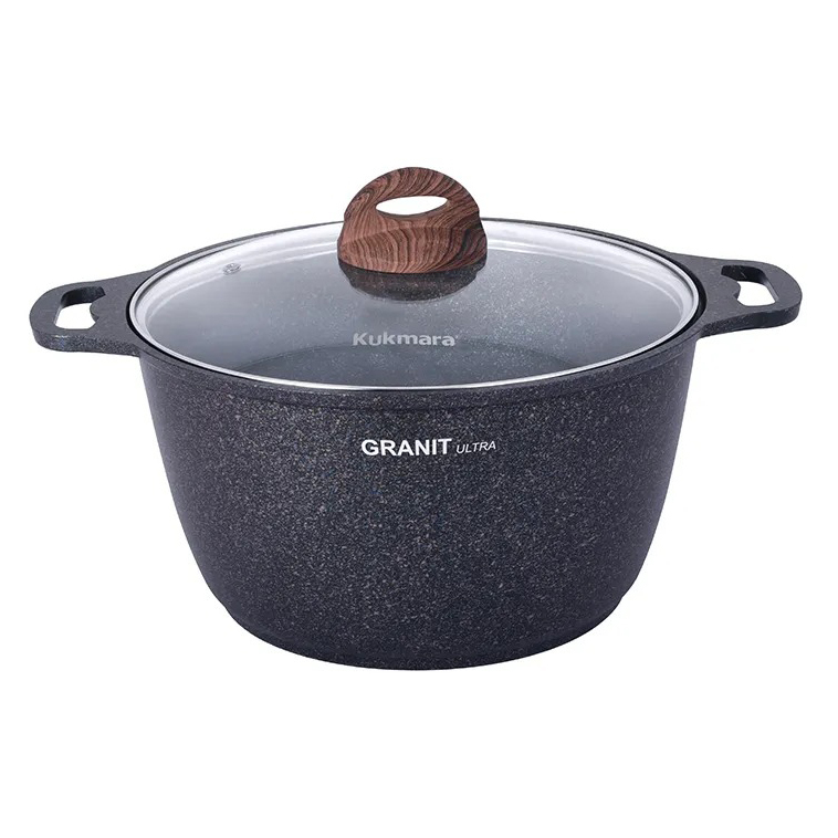 Кастрюля Kukmara Granit Ultra Blue 6 л с антипригарным покрытием + стеклянная крышка