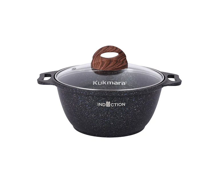 Кастрюля Kukmara Granit Ultra Induction Blue 2 л с антипригарным покрытием + стеклянная крышка