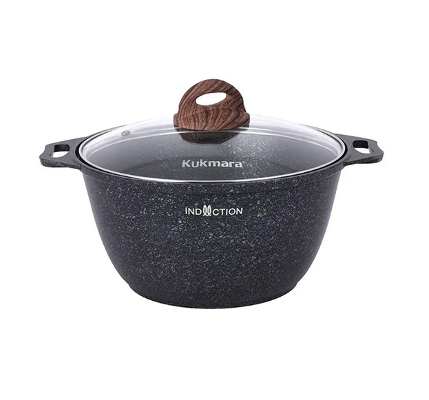 Кастрюля Kukmara Granit Ultra Induction Blue 3 л с антипригарным покрытием + стеклянная крышка