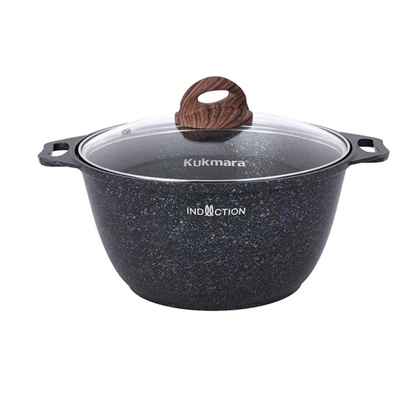 Кастрюля Kukmara Granit Ultra Induction Blue 4 л с антипригарным покрытием + стеклянная крышка