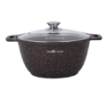 Кастрюля Kukmara 2 литра со стеклянной крышкой, антипригарное линия Marble Induction кофейный мрамор