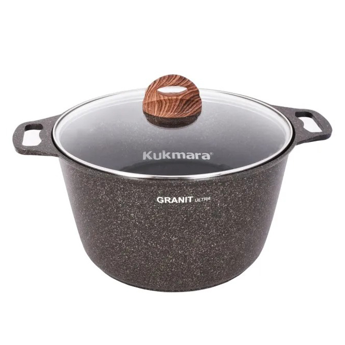 Кастрюля Kukmara Granit Ultra Original 8 л с антипригарным покрытием + стеклянная крышка