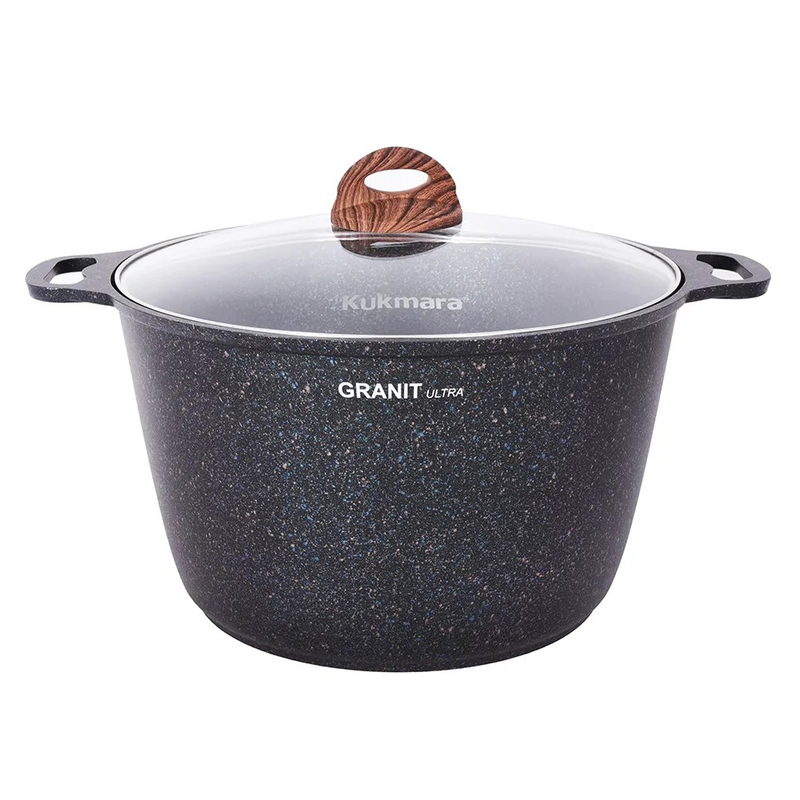Кастрюля Kukmara Granit Ultra Blue 8 л с антипригарным покрытием + стеклянная крышка