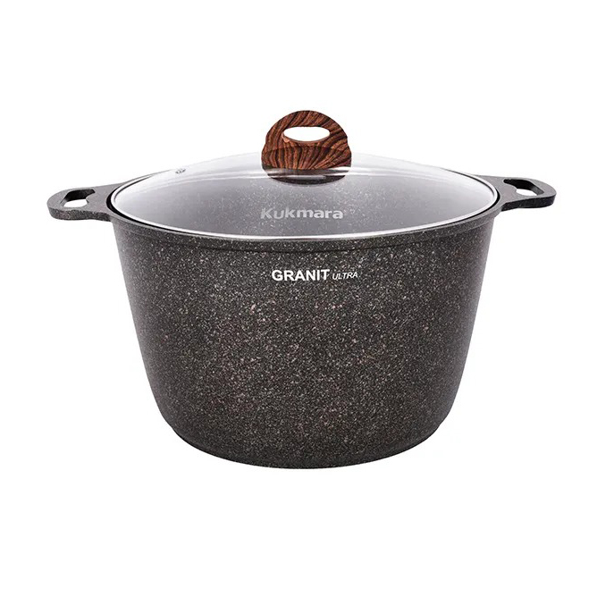 Кастрюля Kukmara Granit Ultra Original 10 л с антипригарным покрытием + стеклянная крышка