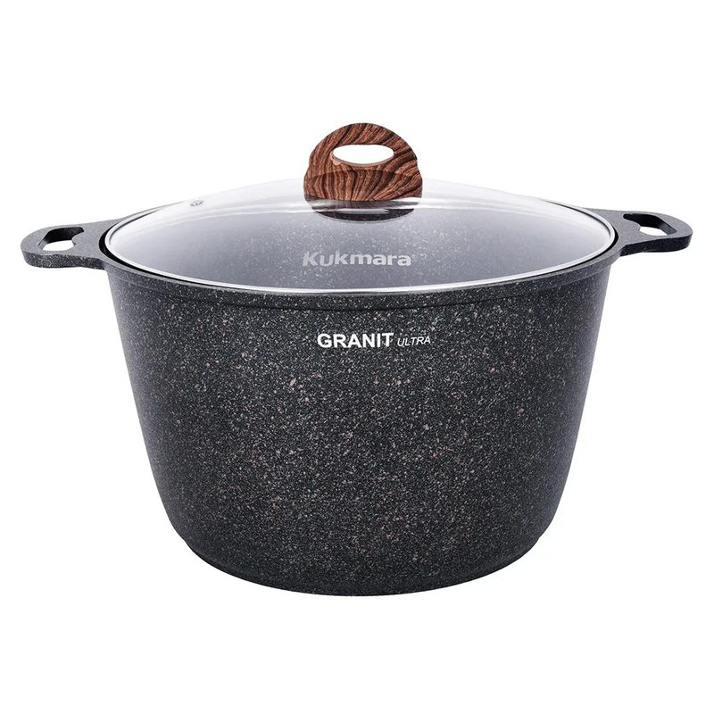 Кастрюля Kukmara Granit Ultra Blue 10 л с антипригарным покрытием + стеклянная крышка