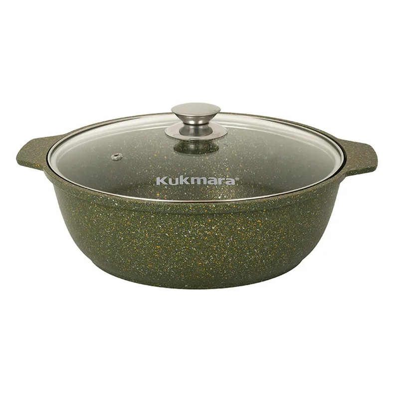 Кастрюля-жаровня Kukmara Trendy Style Malachite 3 л с антипригарным покрытием + стеклянная крышка