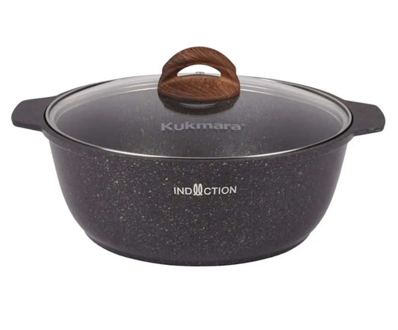 Кастрюля Kukmara жаровня 4 литра со стеклянной крышкой антипригарная линия Granit Ultra Induction original