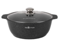 Кастрюля жаровня Kukmara 4 литра со стеклянной крышкой антипригарная линия Marble Induction темный мрамор