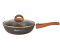 Сковорода Kukmara 24cм со съемной ручкой,стекл.крышкой, АП линия Granit ultra (black-gold)