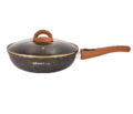 Сковорода Kukmara 26cм со съемной ручкой стекл.крышкой АП линия Granit ultra (black-gold)