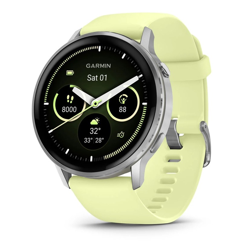 Смарт-часы Garmin Venu 4 45mm Silver with Citron Silicone Band