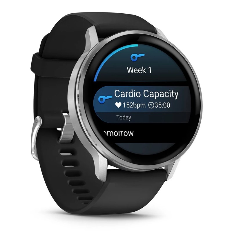 Смарт-часы Garmin Venu 4 45mm Silver with Black Silicone Band