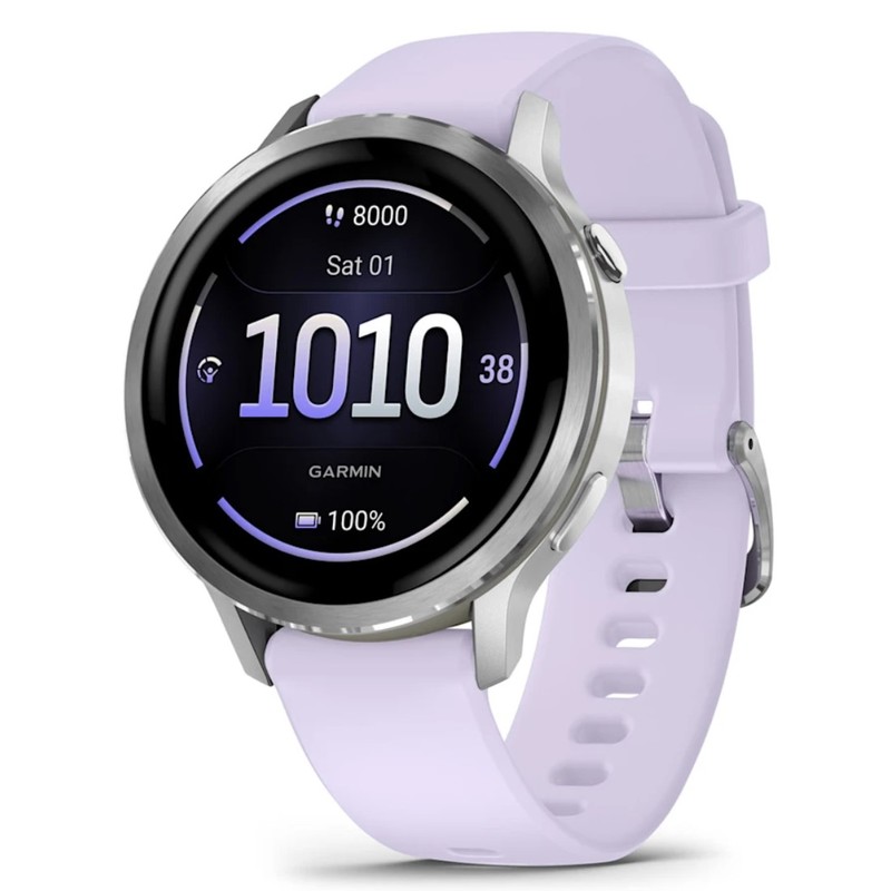 Смарт-часы Garmin Venu 4 41mm Silver with Periwinkle Silicone Band