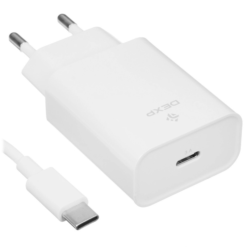 Сетевое зарядное устройство Dexp IET25CD 25W White + кабель USB Type-С