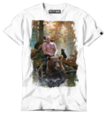 Футболка мужская "Путин на медведе. Шишкин лес" белая (XL), в тубусе