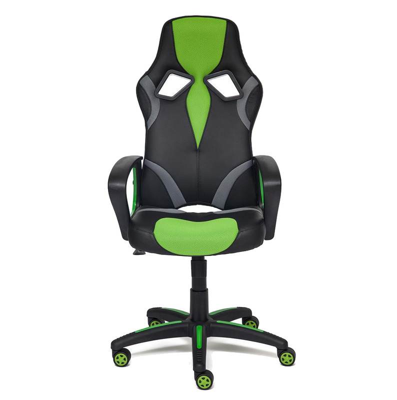 Кресло Tetchair Runner (кожа) черно-зеленое